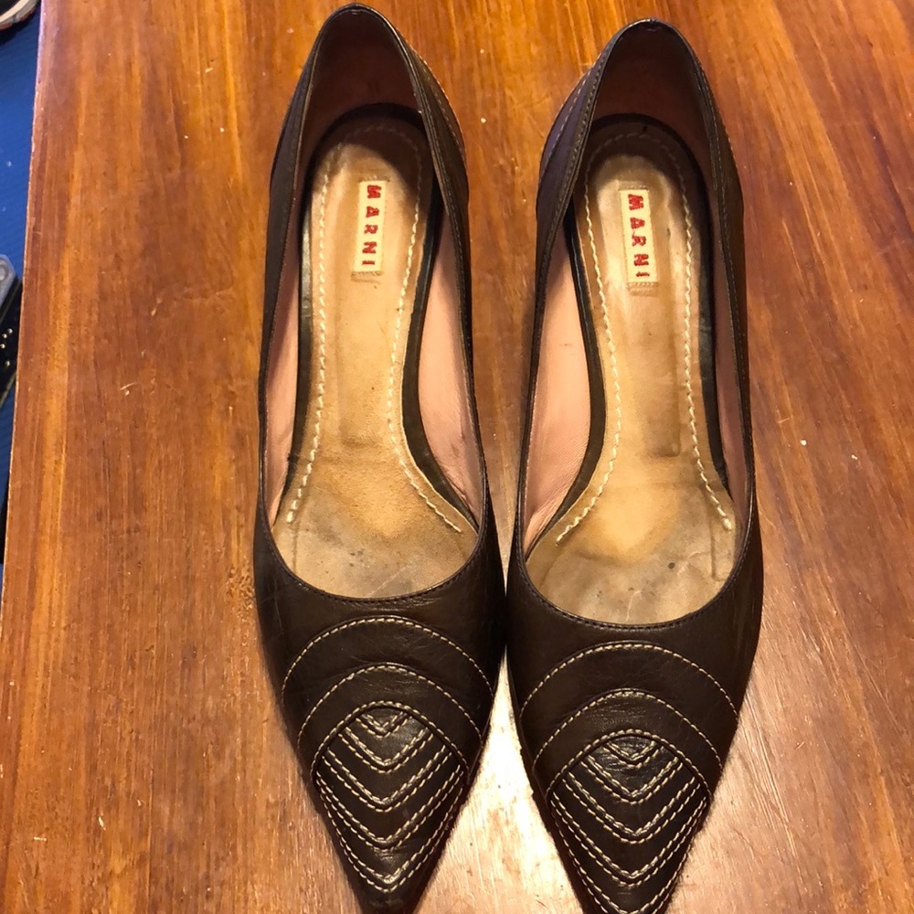 Vintage Marni Chocolate Brown Kitten Heels